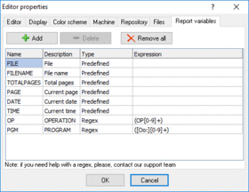 Report variables